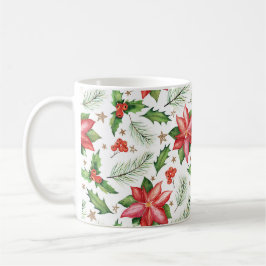 Frohe Weihnachten Holly Poinsettia Blume Holiday Kaffeetasse