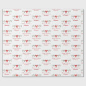 Frohe Weihnachten | Holly & Red Bow | Personalisie Geschenkpapier (Flach)