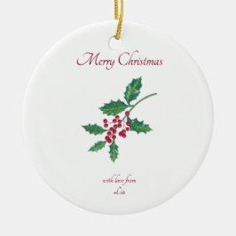 Frohe Weihnachten Holly Red Ornament