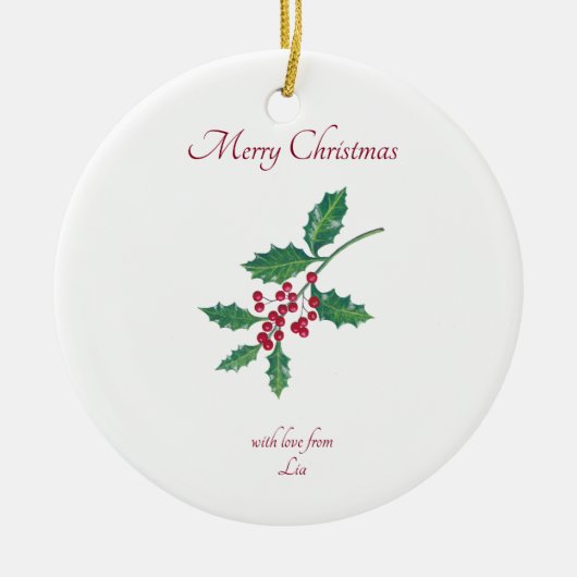 Frohe Weihnachten Holly Red Ornament (Vorne)