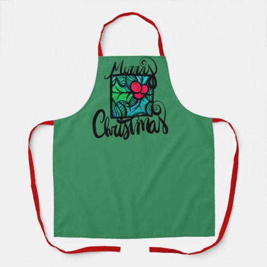 Frohe Weihnachten Holly Schürze (Vorderseite)