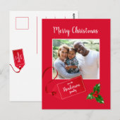 Frohe Weihnachten Holly Sprig - Custom Foto - Postkarte (Vorne/Hinten)