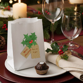 Frohe Weihnachten Holly Sprig Personalisiert Gefal Geschenktütchen
