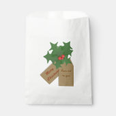 Frohe Weihnachten Holly Sprig Personalisiert Gefal Geschenktütchen (Vorderseite)