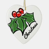 Frohe Weihnachten Holly Sprigs Keramikornament (Rechts)