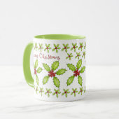 Frohe Weihnachten Holly Tasse (Vorderseite Links)