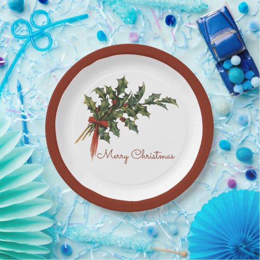 Frohe Weihnachten Holly Tellers Pappteller (Party)