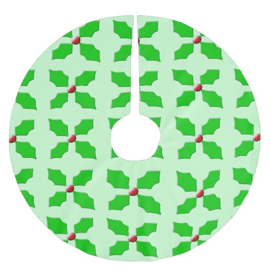 Frohe Weihnachten Holly Tree Skirt Polyester Weihnachtsbaumdecke (Vorderseite)