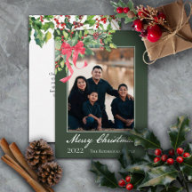 Frohe Weihnachten Holly und Berry Greenery Foto