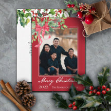 Frohe Weihnachten Holly und Berry Greenery Foto
