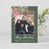 Frohe Weihnachten Holly und Berry Greenery Foto (Stehend Vorderseite)