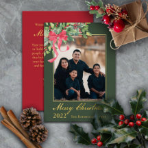 Frohe Weihnachten Holly und Berry Greenery Foto