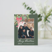 Frohe Weihnachten Holly und Berry Greenery Foto Ho (Stehend Vorderseite)