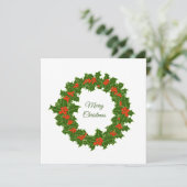 Frohe Weihnachten Holly Wreath Karte (Stehend Vorderseite)