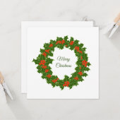Frohe Weihnachten Holly Wreath Karte (Vorderseite/Rückseite Beispiel)