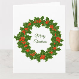 Frohe Weihnachten Holly Wreath Karte