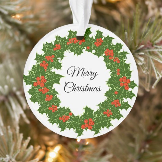 Frohe Weihnachten Holly Wreath Ornament (Baum)