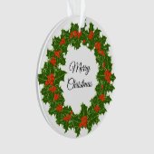 Frohe Weihnachten Holly Wreath Ornament (Vorderseite)