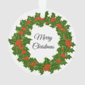 Frohe Weihnachten Holly Wreath Ornament (Rückseite)