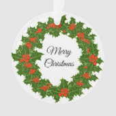 Frohe Weihnachten Holly Wreath Ornament (Vorderseite)