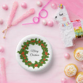 Frohe Weihnachten Holly Wreath Pappteller (Party)