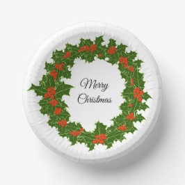 Frohe Weihnachten Holly Wreath Pappteller