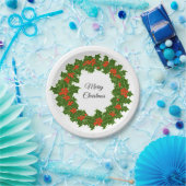Frohe Weihnachten Holly Wreath Pappteller (Party)