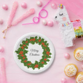 Frohe Weihnachten Holly Wreath Pappteller (Party)