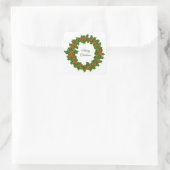 Frohe Weihnachten Holly Wreath Quadratischer Aufkleber (Tasche)