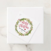 Frohe Weihnachten Holly Wreath Rustikale Typografi Geschenkanhänger (Beispiel)