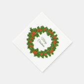 Frohe Weihnachten Holly Wreath Serviette (Ecke)