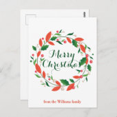 Frohe Weihnachten Holly Wreath Traditionelle Gewoh Postkarte (Vorne/Hinten)