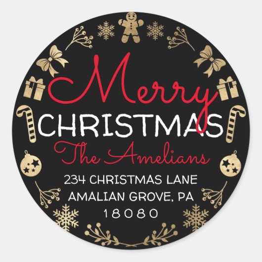 Frohe Weihnachten Holly Wreath UAWG Rücksendeadres Runder Aufkleber (Vorderseite)