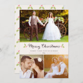 Frohe Weihnachten Holly Zickzack Muster Fotokarte (Vorne/Hinten)