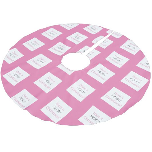 Frohe Weihnachten! | Hot Pink Typografie Polyester Weihnachtsbaumdecke (Schrägansicht)