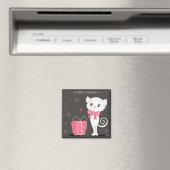 Frohe Weihnachten Hübsche White Kitty in Pink Magnet (In Situ (Geschirrspüler))
