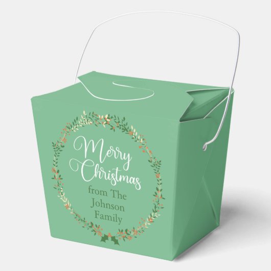 Frohe Weihnachten Hübschen grünen Kranz Custom Par Geschenkschachtel (Vorderseite)