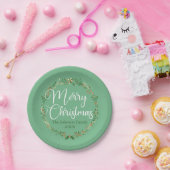 Frohe Weihnachten Hübschen grünen Kranz Custom Par Pappteller (Party)