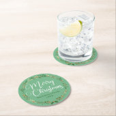 Frohe Weihnachten Hübschen grünen Kranz Custom Par Runder Pappuntersetzer (Vor Ort)