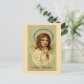 Frohe Weihnachten hübscher Vintager Engel Postkarte (Stehend Vorderseite)