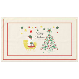 Frohe Weihnachten Hübscher Weißbär und Baummonogra Tischdecke