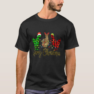 Frohe Weihnachten Huhn Leopard Karo Landwirt Pyjam T-Shirt