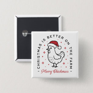 Frohe Weihnachten Huhn lustiger Bauernhof Tier Button