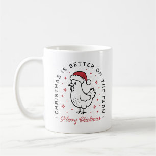 Frohe Weihnachten Huhn lustiger Bauernhof-Tier Kaffeetasse