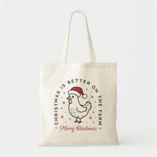 Frohe Weihnachten Huhn lustiger Bauernhof-Tier Tragetasche