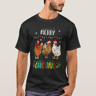 Frohe Weihnachten Huhn Santa Hut Lichter Xmas Paja T-Shirt