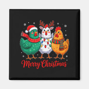 Frohe Weihnachten Hühnerbauer Tier Santa Hut Xm Magnet