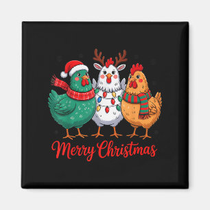 Frohe Weihnachten Hühnerbauer Tier Santa Hut Xm Magnet