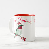 Frohe Weihnachten Hummingbird Zwei-Tone-Kaffee-Tas Zweifarbige Tasse (Vorderseite Links)