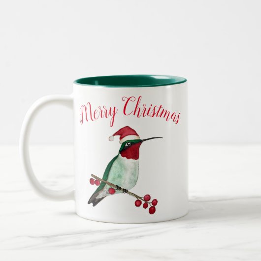 Frohe Weihnachten Hummingbird Zweifarbige Tasse (Links)